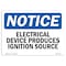 Signmission OSHA Notice, 5" Height, Electrical Device Produces Ignition Source Sign, 7" X 5", Landscape OS-NS-D-57-L-11645 - alternate 1